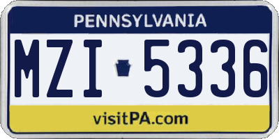 PA license plate MZI5336