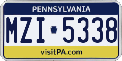 PA license plate MZI5338