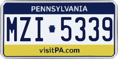 PA license plate MZI5339