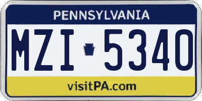 PA license plate MZI5340