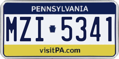 PA license plate MZI5341