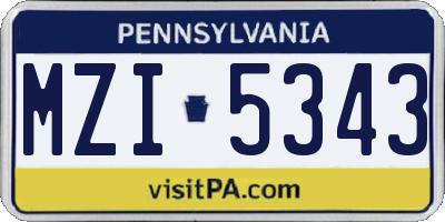 PA license plate MZI5343