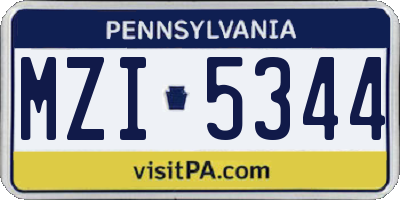 PA license plate MZI5344