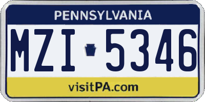 PA license plate MZI5346