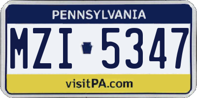 PA license plate MZI5347
