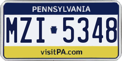 PA license plate MZI5348