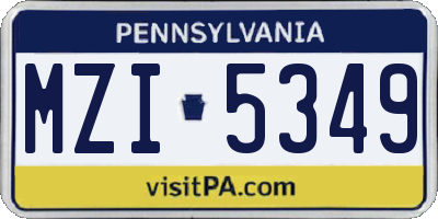 PA license plate MZI5349