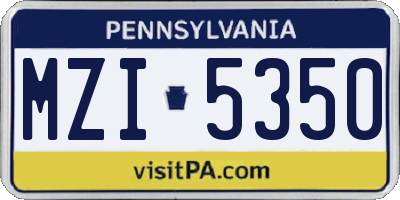 PA license plate MZI5350