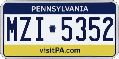 PA license plate MZI5352