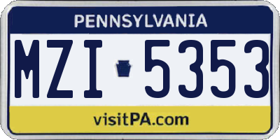 PA license plate MZI5353