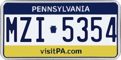 PA license plate MZI5354