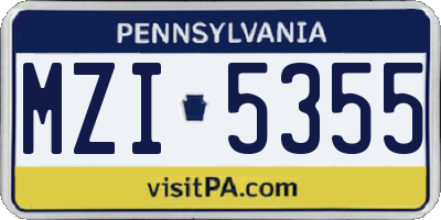 PA license plate MZI5355