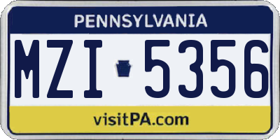 PA license plate MZI5356