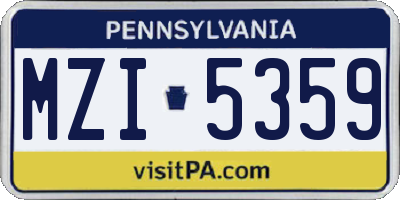 PA license plate MZI5359
