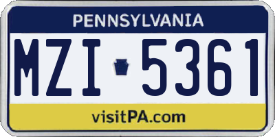 PA license plate MZI5361