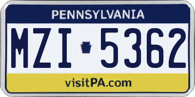 PA license plate MZI5362