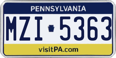 PA license plate MZI5363