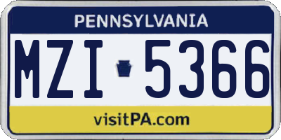 PA license plate MZI5366