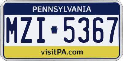 PA license plate MZI5367