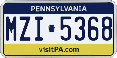 PA license plate MZI5368