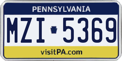 PA license plate MZI5369