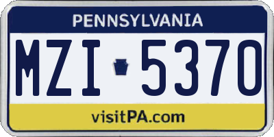 PA license plate MZI5370