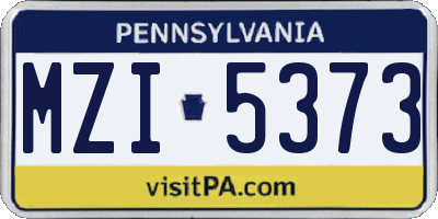 PA license plate MZI5373