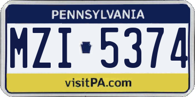PA license plate MZI5374