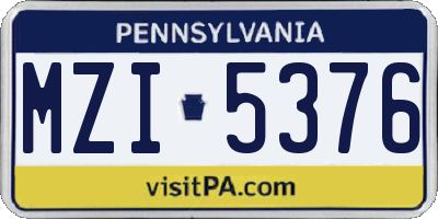 PA license plate MZI5376