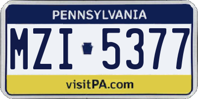 PA license plate MZI5377