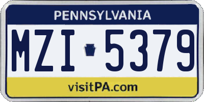 PA license plate MZI5379