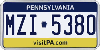 PA license plate MZI5380