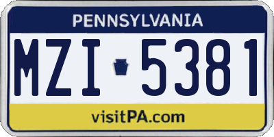 PA license plate MZI5381