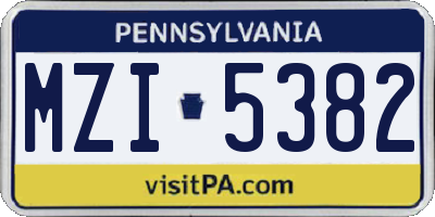 PA license plate MZI5382