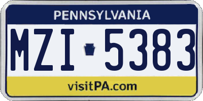 PA license plate MZI5383