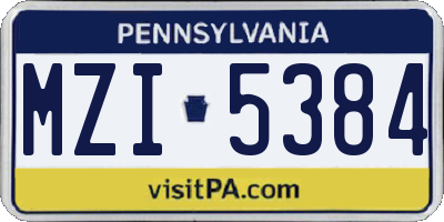 PA license plate MZI5384
