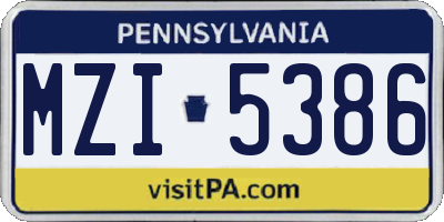 PA license plate MZI5386