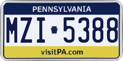 PA license plate MZI5388