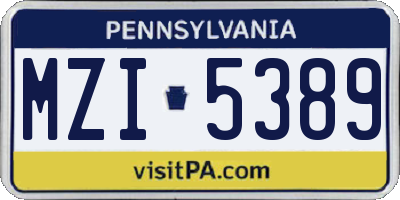 PA license plate MZI5389