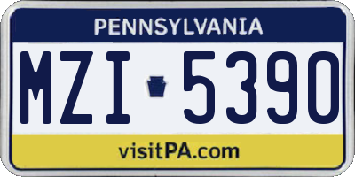 PA license plate MZI5390