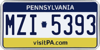 PA license plate MZI5393