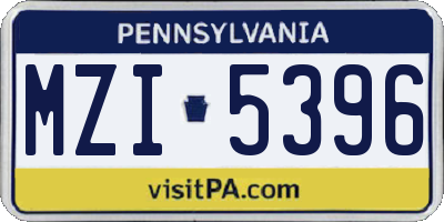 PA license plate MZI5396