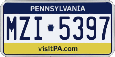 PA license plate MZI5397