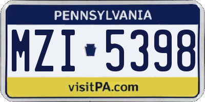 PA license plate MZI5398