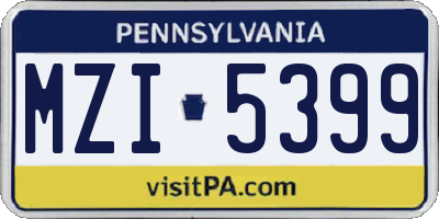 PA license plate MZI5399