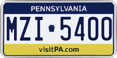 PA license plate MZI5400