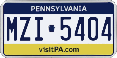 PA license plate MZI5404