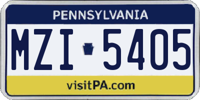 PA license plate MZI5405