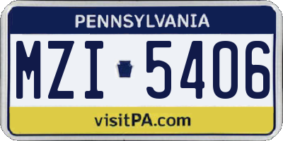 PA license plate MZI5406