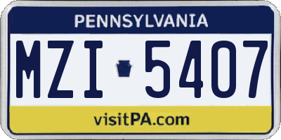 PA license plate MZI5407